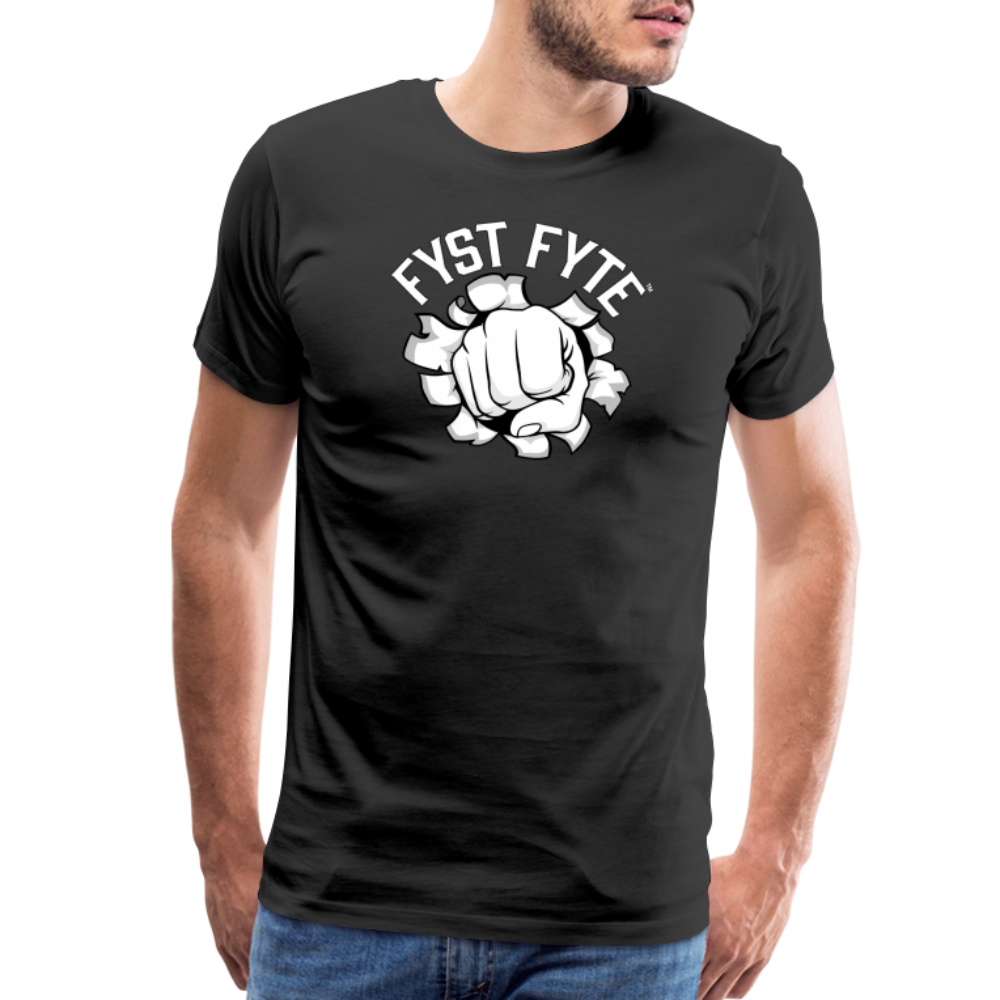 FystFyte™ Tougher Than Most™ Fist (Wht print) Men's Premium T-Shirt - black